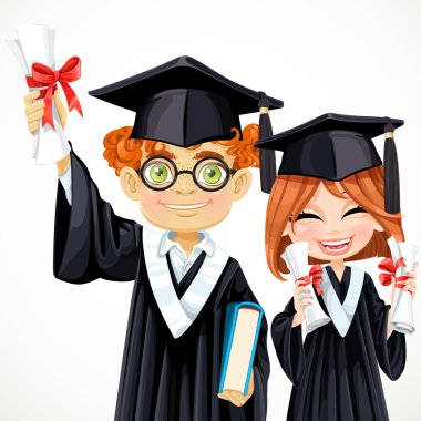 gözlük ve bir d tutan kız mutlu akıllı öğrenciler Kızıl saçlı çocuk