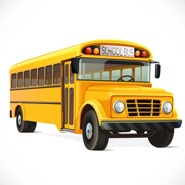 Autobús escolar amarillo vectorial aislado sobre fondo blanco — Vector de stock