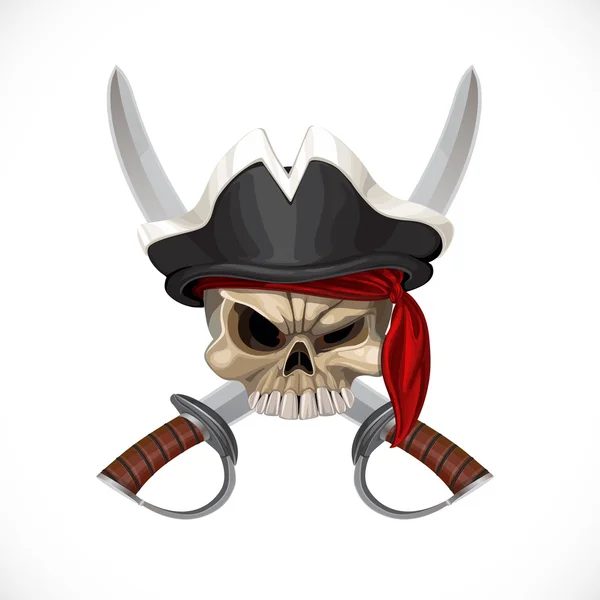Jolly Roger in pirat hoed en met sabels — Stockvector