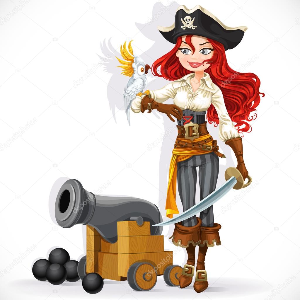 Cute pirate girl with parrot and cannonry isolated on a white ba Stock Vector Image by ©yadviga #57475501 Cute pirate girl with parrot and cannonry isolated on a white ba Stock Vector Image by ©yadviga #57475501
