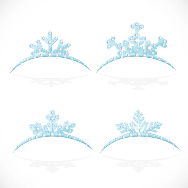 Azules Corona tiara los copos de nieve en forma de bola de Navidad aislado en un fondo blanco — Vector de stock