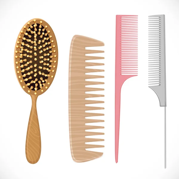 Hair combs set isolated on a white background — Stock Vector