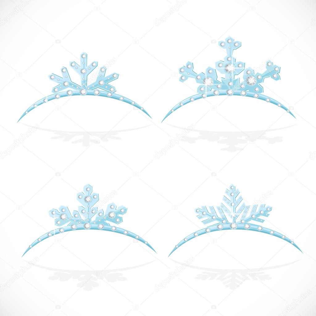 Blue Crown tiara snowflakes shaped for Christmas ball isolated on a white background