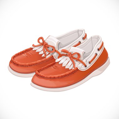 A pair of women brown with white moccasins clipart