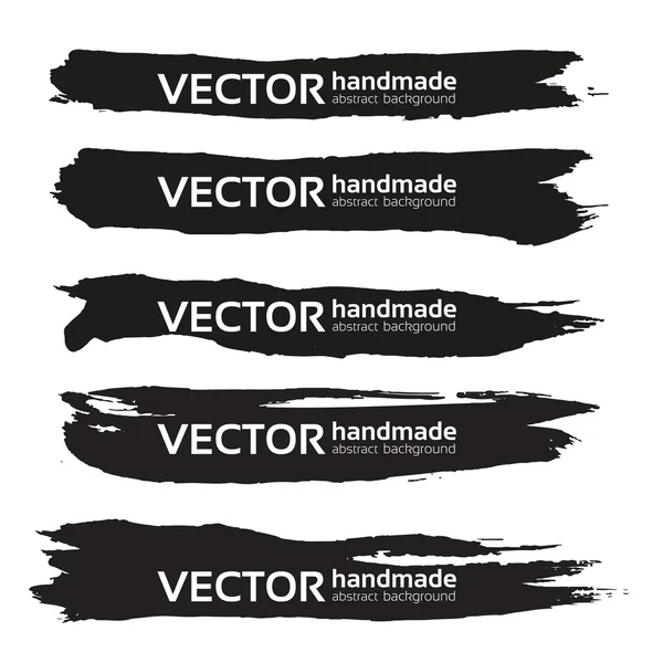 Black handdrawn realistic long strokes banners — Stock Vector