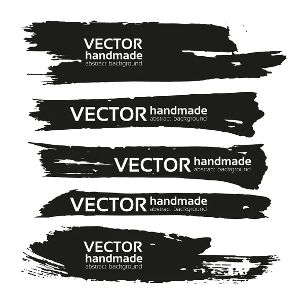 Black handdrawn realistic strokes banners — Stock Vector