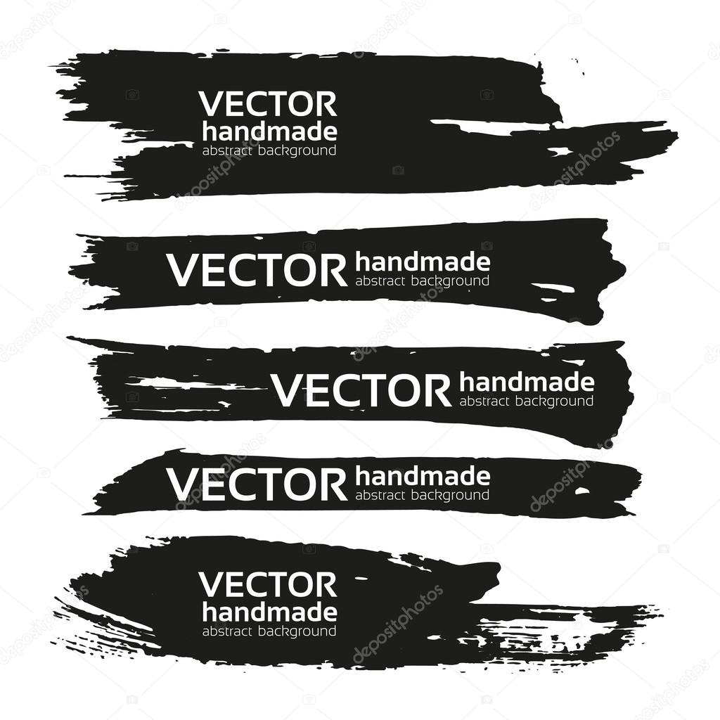 Black handdrawn realistic strokes banners