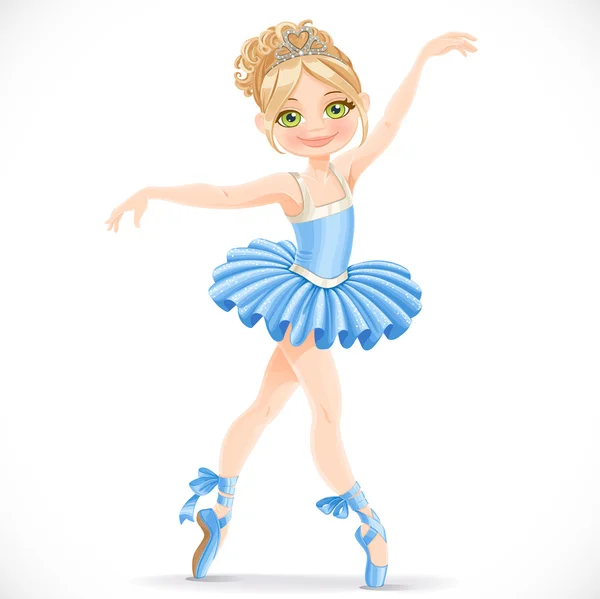 Beautiful ballerina girl dancing in blue dress — Stock Vector