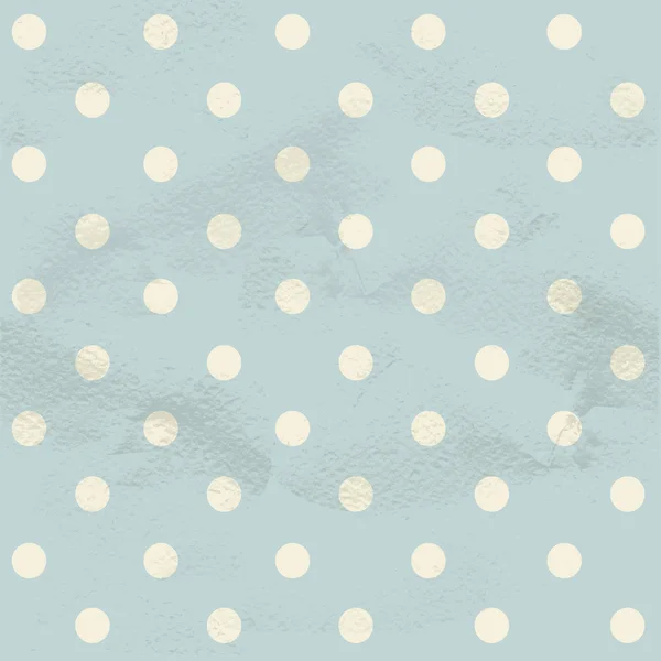 Blauwe naadloze geometrische vintage patroon van grote witte polka dot — Stockvector