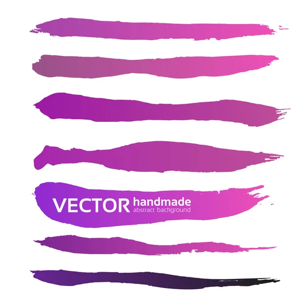 Violet handdrawn realistic long strokes banners — Stock Vector