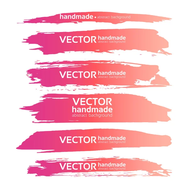 Abstract realistic smears pink gouache paint set on white paper — Stock Vector