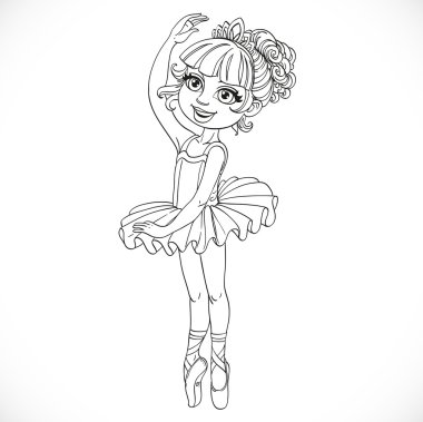 Üzerinde beyaz bir ba izole özetlenen tutu dans şirin güzel kız