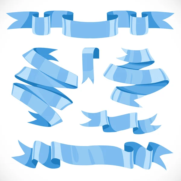 Conjunto de cintas azules festivas vectoriales varias formas de decoración — Vector de stock