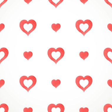 Suluboya kalpler vektör seamless modeli kırmızı elden çizilmiş