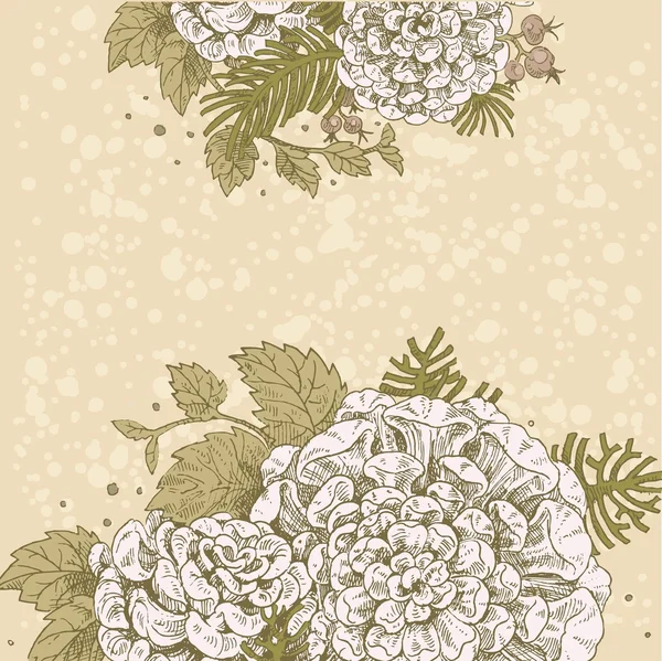 Magic flowers dream vintage beige background — Stock Vector