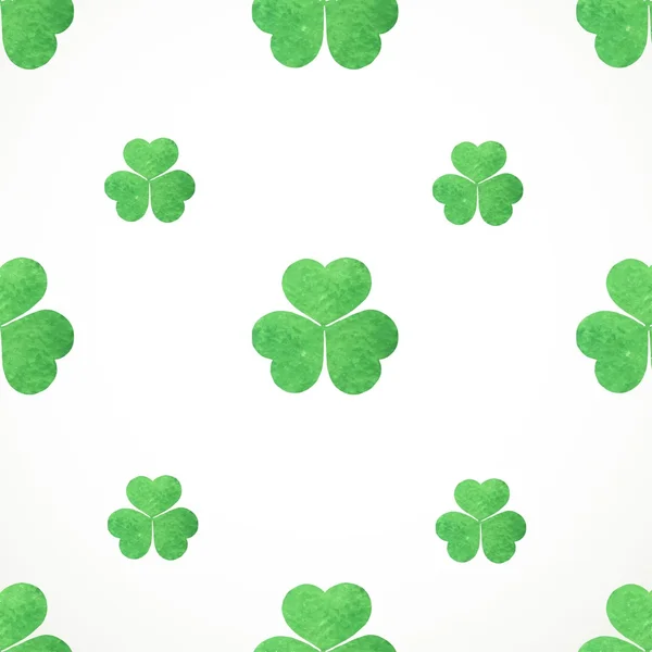 Seamless pattern of  watercolor shamrocks clover on St. Patrick' — 图库矢量图片