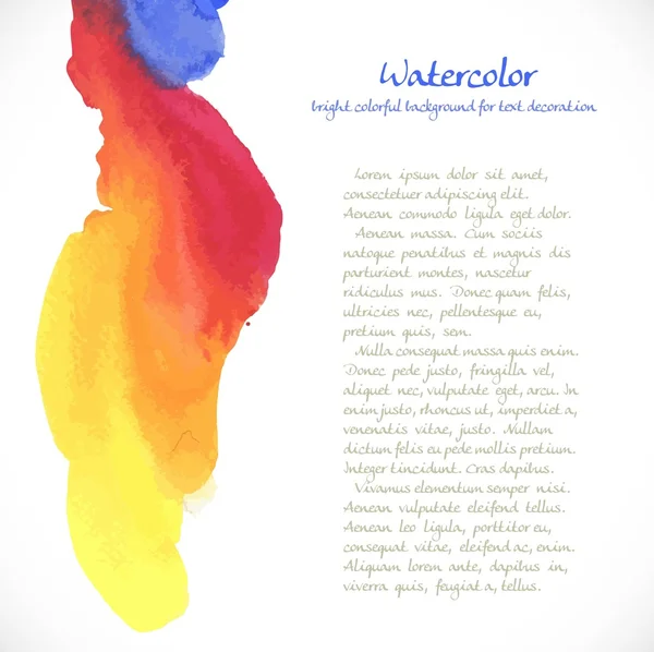 Vertical aquarela brilhante fundo colorido para decorati texto — Vetor de Stock