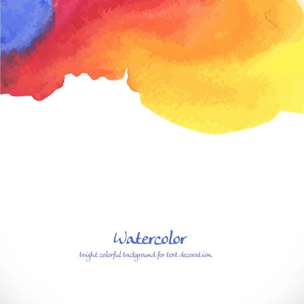 Watercolor colorful background on white for text decoration — Stock Vector