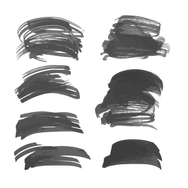 Pennellate dipinte inchiostro pennello piatto su carta bianca — Vettoriale Stock