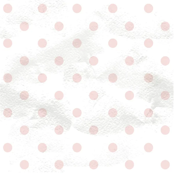 White seamless geometric vintage pattern from big pink polka dot — Stock Vector