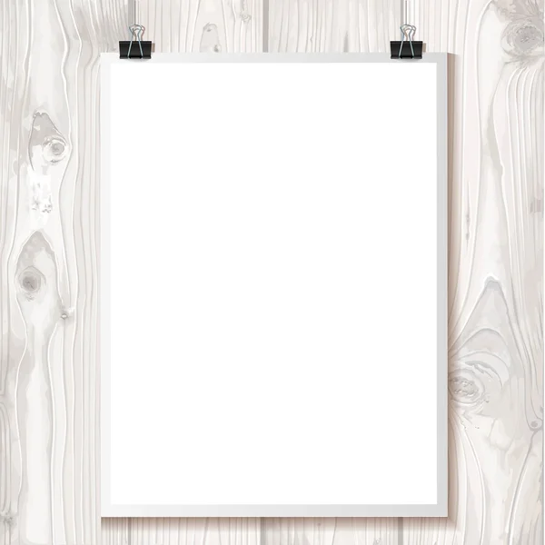 White paper hanging on binder on a background texture of light w — Stock Vector