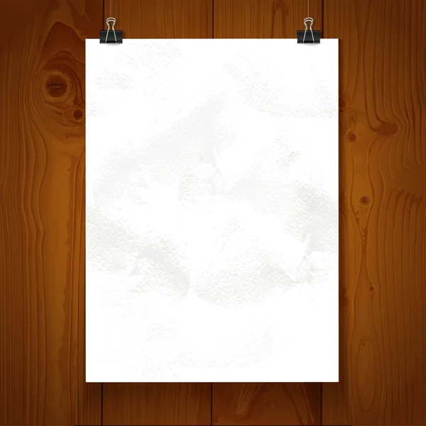 White texture paper hanging on binder on a background texture of — Stock Vector