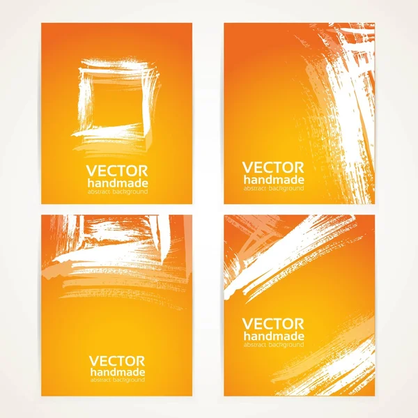Textura abstracta de pincel naranja y blanco en el juego de banners 1 — Vector de stock