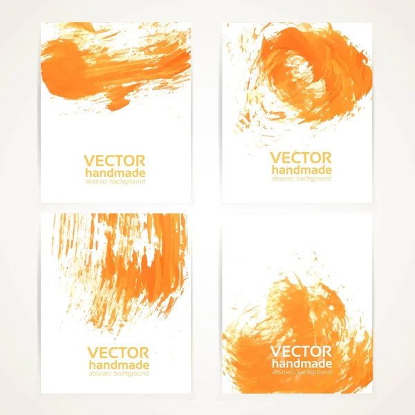 Abstrakt orange borste textur handdrawing banner set 1 — Stock vektor