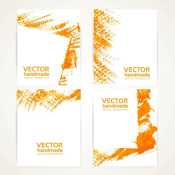 Abstract orange brush texture on  banner set 2 — Stock Vector