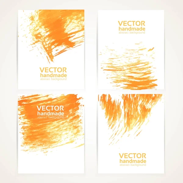 Conjunto de pancartas de dibujo a mano de textura de cepillo naranja abstracto — Vector de stock