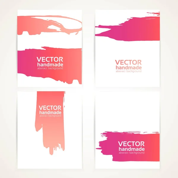 Conjunto de pancartas de dibujo a mano de textura de cepillo rosa abstracto — Vector de stock