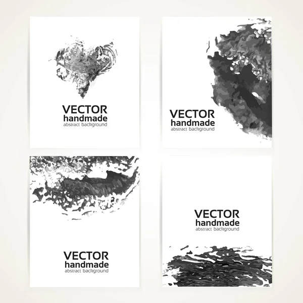 Black and white brush texture handdrawing and prints  banner set — Stock Vector