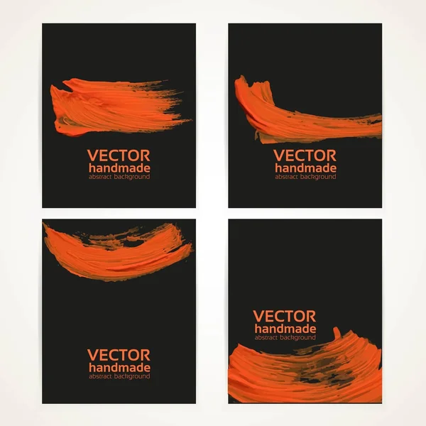 Set de banners de handdrawing textura cepillo negro y naranja — Archivo Imágenes Vectoriales