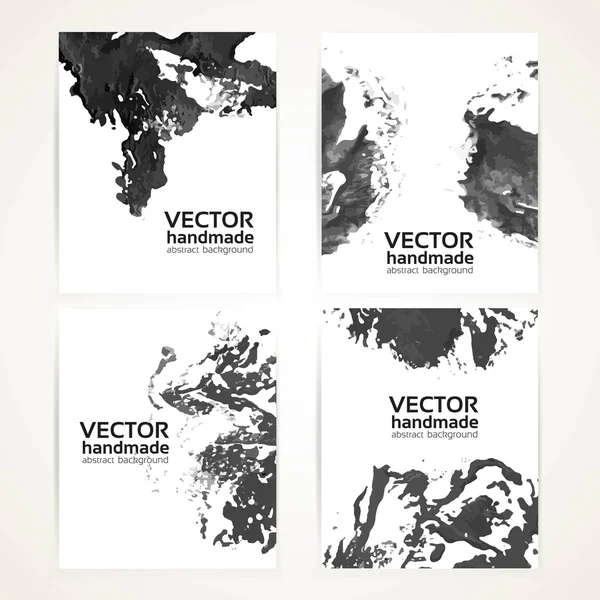 Pincel blanco y negro abstracto textura dibujo a mano e impresiones — Vector de stock