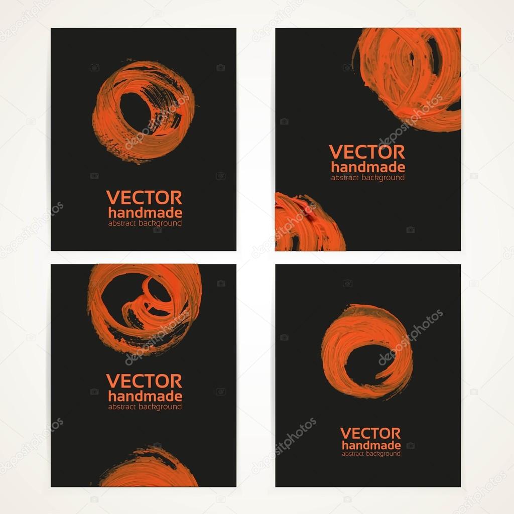 Abstract black and orange brush texture handdrawing banner set 2