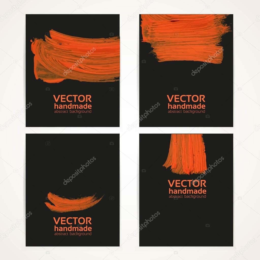 Black and orange brush texture handdrawing banner set 3 Stock Vector