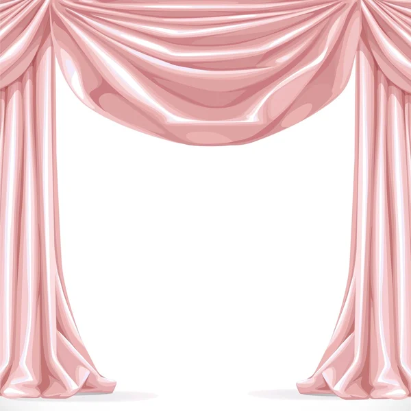 Große rosa Vorhang isoliert auf weißem Hintergrund — Stockvektor