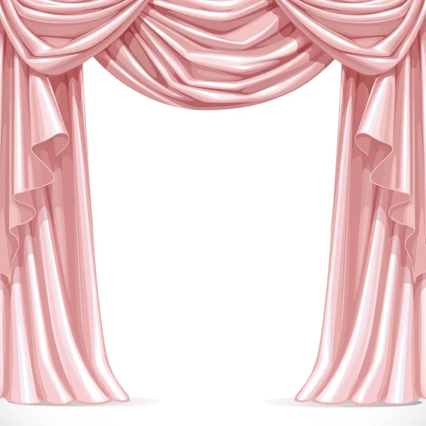 Big pink curtain draped with lambrequins isolated on a white bac — Stock Vector
