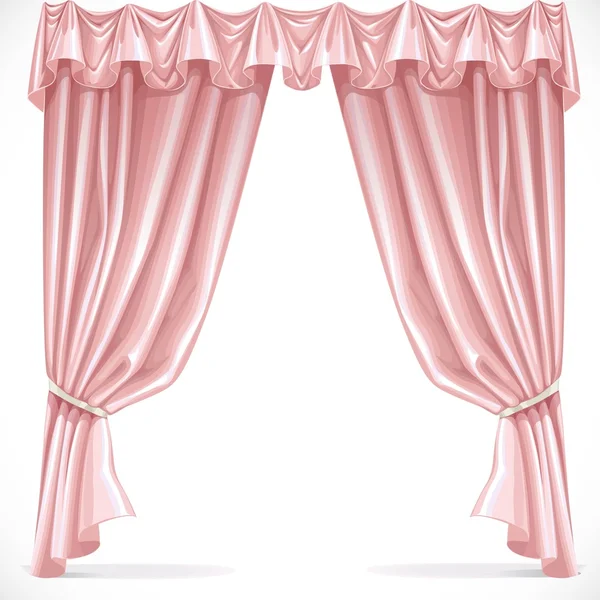 Rosa Vorhang drapiert mit Pelz isoliert auf weißem Hintergrund — Stockvektor