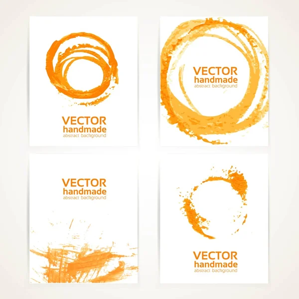 Abstract orange and white brush texture and circles handdrawing — Stock Vector