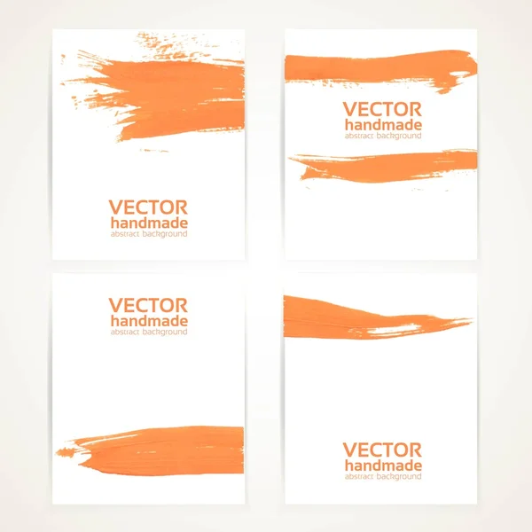 Naranja y blanco pincel textura y círculos handdrawing en banner — Archivo Imágenes Vectoriales