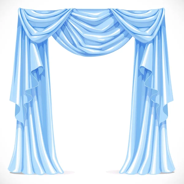 Blue curtain draped with pelmet isolated on a white background — Stock Vector