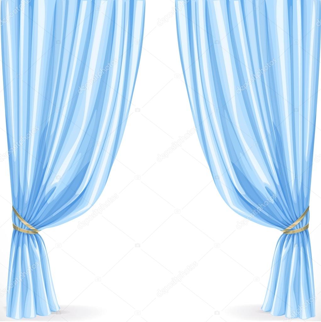 Blue curtain isolated on a white background