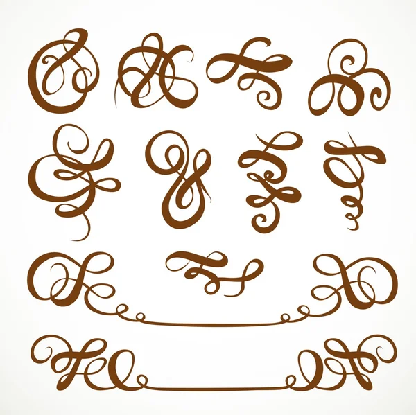 Decorative calligraphic flourishes on a white background 1 — Stock Vector