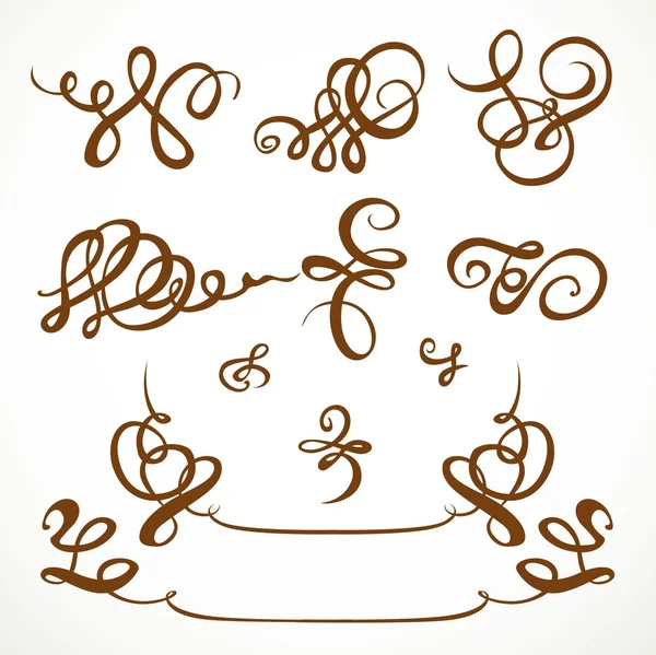 Calligraphie décorative fleurit sur un fond blanc — Image vectorielle