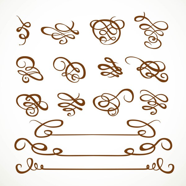 Набор каллиграфических симметричных и асимметричных элементов для десига
