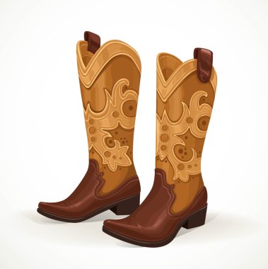 Embroidered cowboy boots isolated on white background clipart