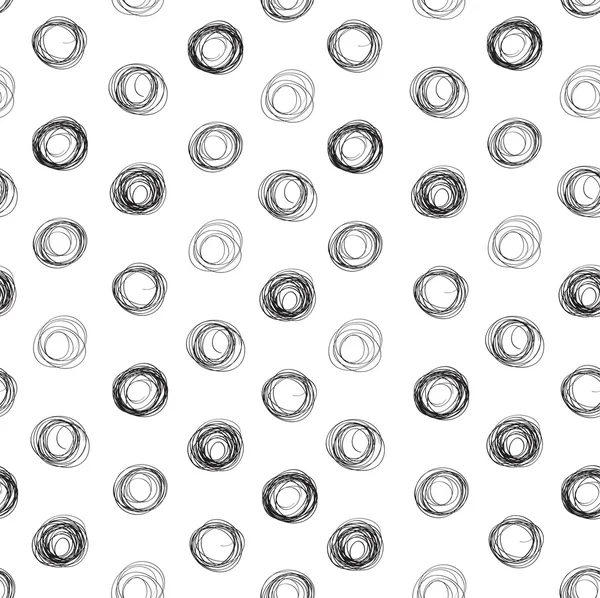 Seamless pattern of abstract circles of thin black lines on a wh — Stock Vector