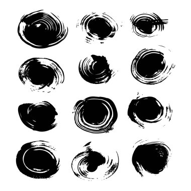 Siyah boya ve mürekkep beyaz izole soyut yuvarlak noktalar 