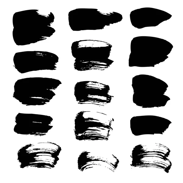 Manchas abstractas de pintura negra y tinta aisladas en un fondo blanco — Vector de stock